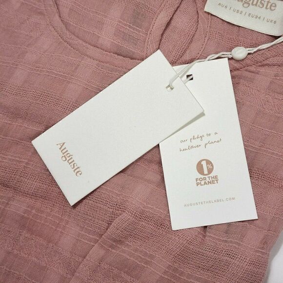 AUGUSTE THE LABEL Pia Cotton Mini Dress - 6, 16 - Pink Women's Flutter Sleeve - Picture 5 of 7